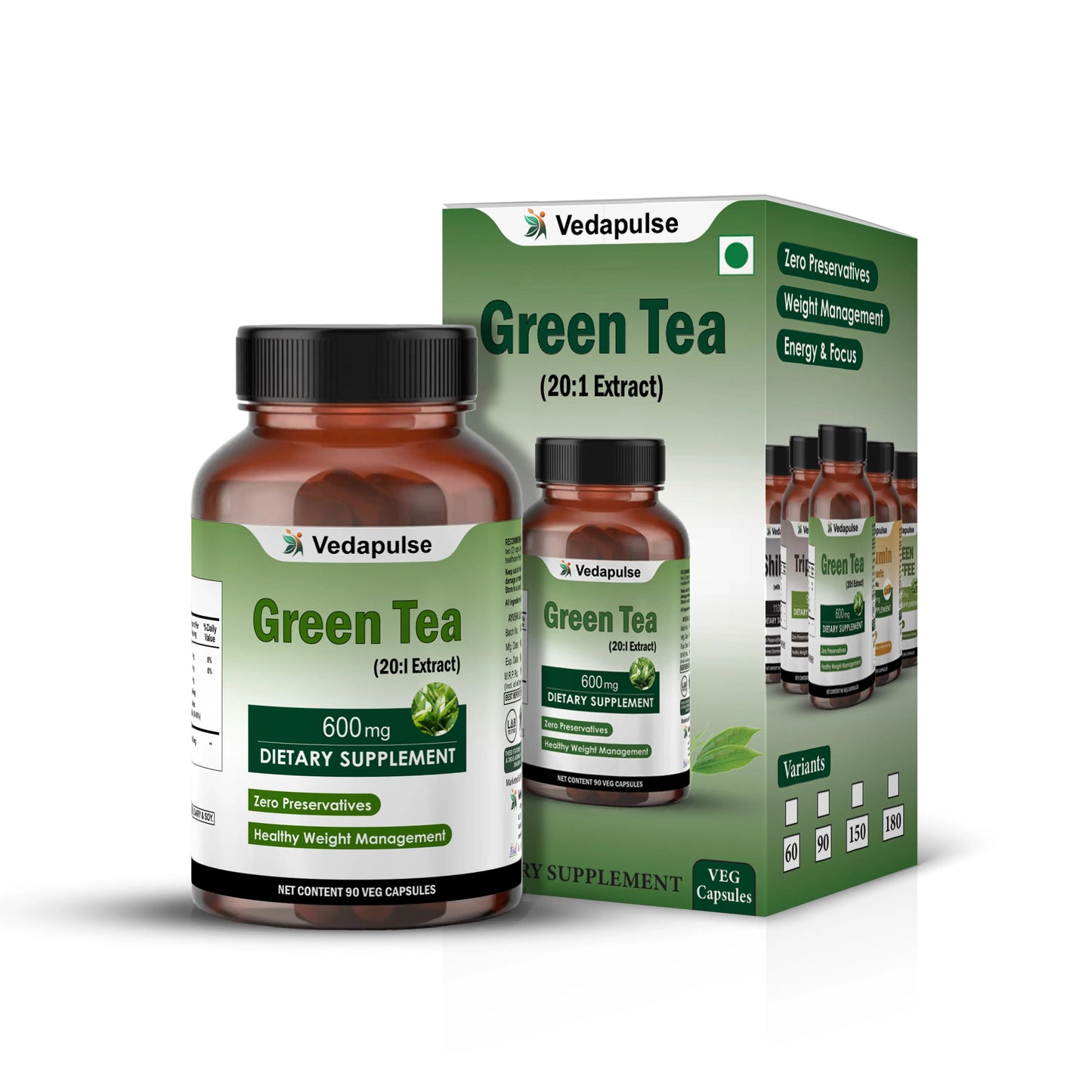 Green Tea Capsules by Vedapulse - Vedapulse
