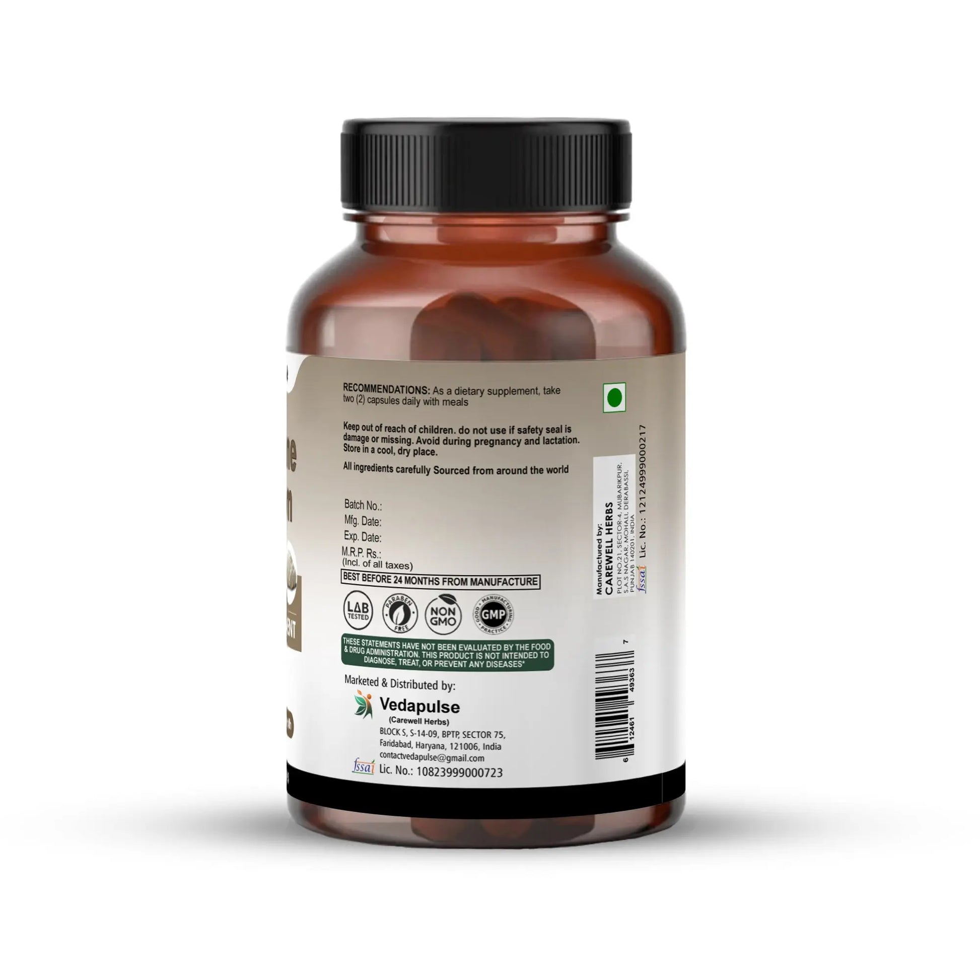 Lion's Mane Mushroom 1200mg Capsules | Vedapulse - Vedapulse