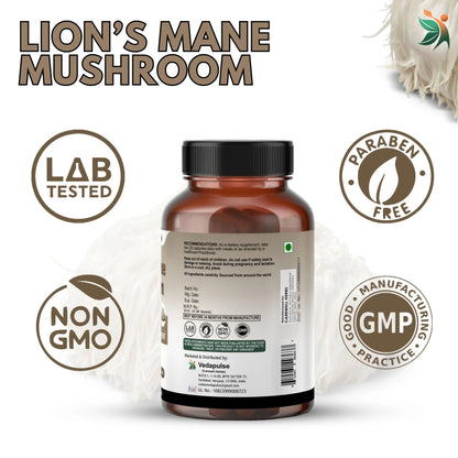 Lion's Mane Mushroom 1200mg Capsules | Vedapulse - Vedapulse