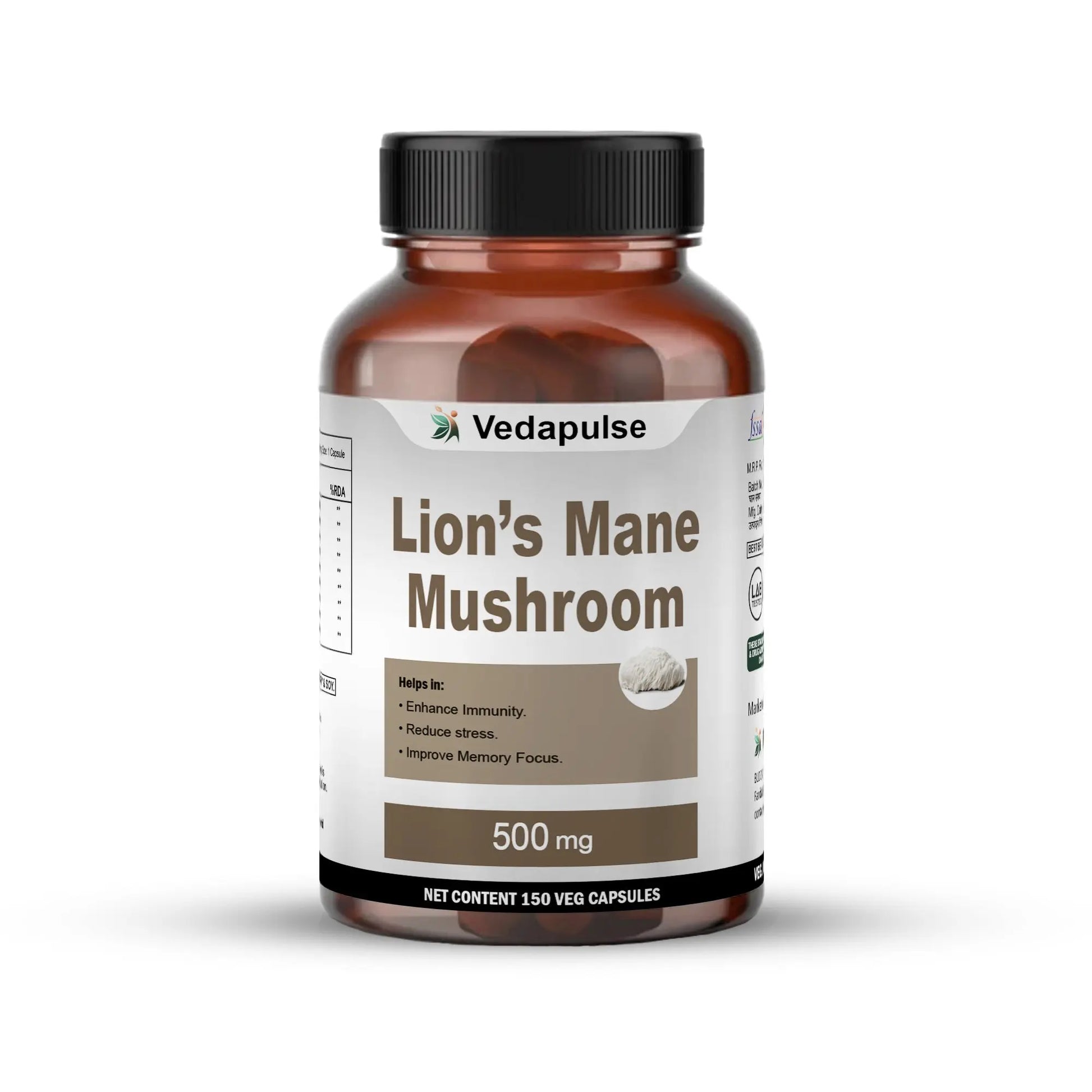 Lion's Mane Mushroom 1200mg Capsules | Vedapulse - Vedapulse