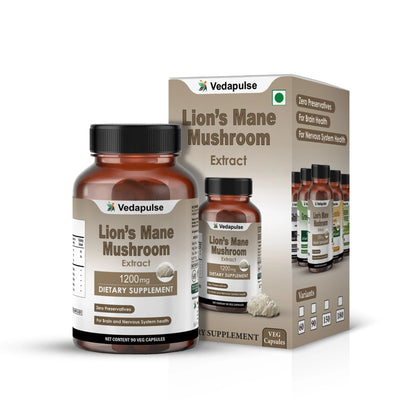 Lion's Mane Mushroom 1200mg Capsules | Vedapulse - Vedapulse