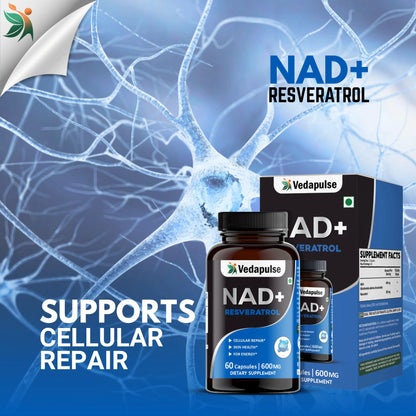 NAD+ Resveratrol Capsules – Cellular Repair & Energy Support | Vedapulse - Vedapulse