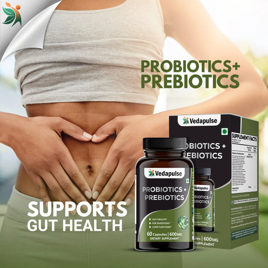 Probiotics + Prebiotics Capsules – Gut, Digestion & Liver Support | Vedapulse - Vedapulse