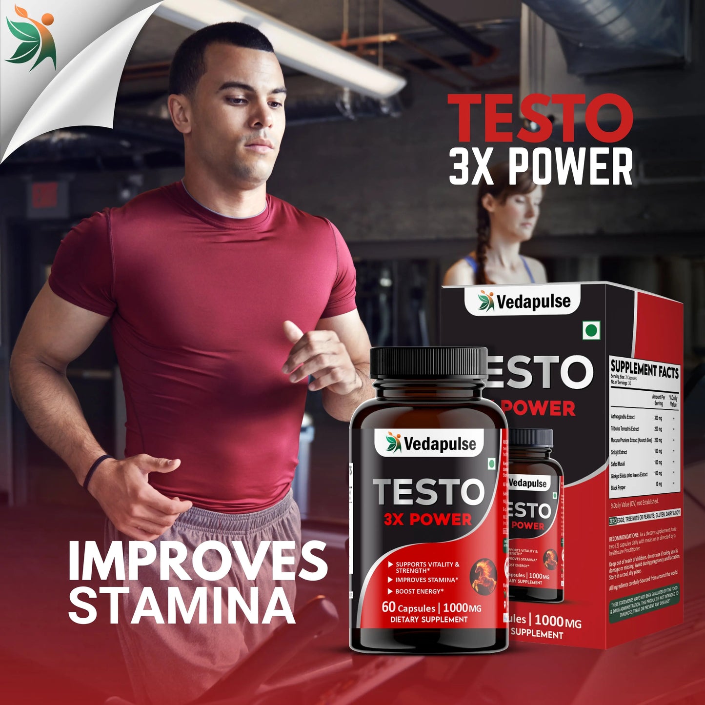 Testo 3X Power Capsules – Vitality, Strength & Stamina Support by Vedapulse - Vedapulse