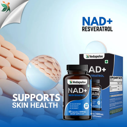 NAD+ Resveratrol Capsules – Cellular Repair & Energy Support | Vedapulse - Vedapulse