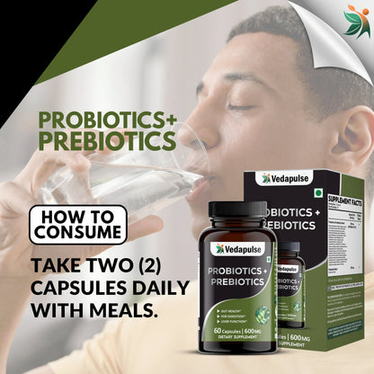 Probiotics + Prebiotics Capsules – Gut, Digestion & Liver Support | Vedapulse - Vedapulse