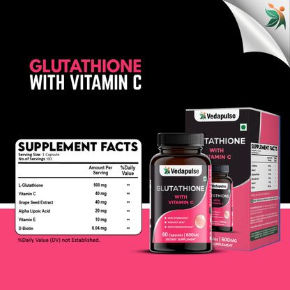 Glowing Skin Glutathione with Vitamin C Capsules | Vedapulse - Vedapulse