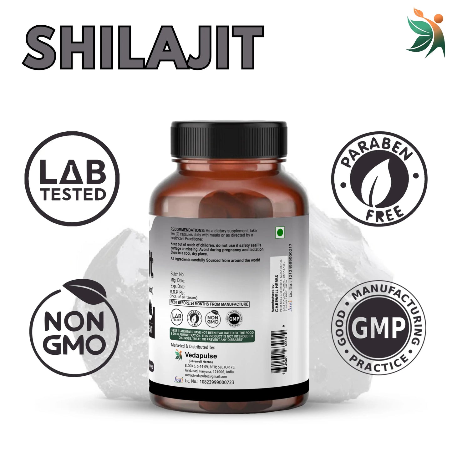 Shilajit 1100Mg Capsules | Vedapulse - Vedapulse
